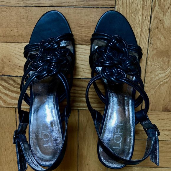 (NEW) Ann Taylor loft black leather knotted strap heels - Size 6.5- 7 - Picture 5 of 10